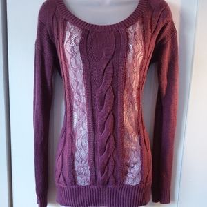 Maroon Sweater w Lace Detail